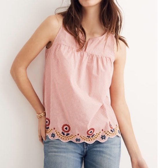 Madewell Embroidered Gingham Top - Picture 1 of 2